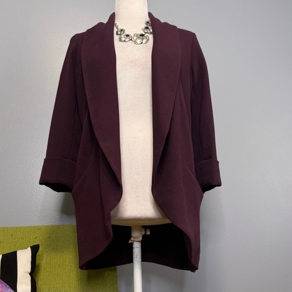 Wilfred Aritzia Chevalier Burgundy Open Blazer Jacket 0